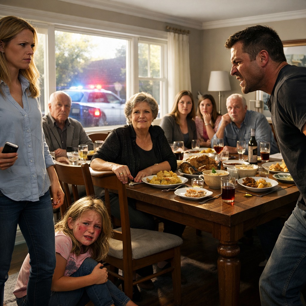 At a family dinner, my brother-in-law SLAPPED my 10-year-old daughter so hard she fell off her chair. His mother smirked and said, "That's what brats deserve." Everyone just sat there. I said nothing... I just dialed one number. Ten minutes later