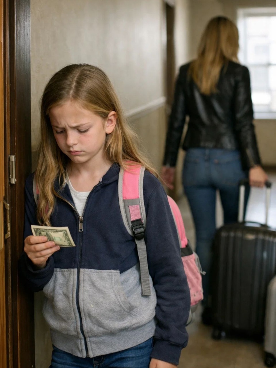 When my mother pulled me out of school, packed all night, handed me $20, and said, “Be good—I’ll be back before you know it,” I was only 11, too scared to argue, and too young to understand how completely she was about to leave me alone in our apartment with a few boxes of macaroni, a jar of peanut butter, and strict instructions not to tell anyone she was gone—but after days of hunger, a dead refrigerator, the lights shutting off, and a teacher finally realizing something was very wrong, the first adults to step into the mess she left behind weren’t relatives or neighbors… and when she finally returned from Europe, the hallway outside our door looked nothing like she expected...