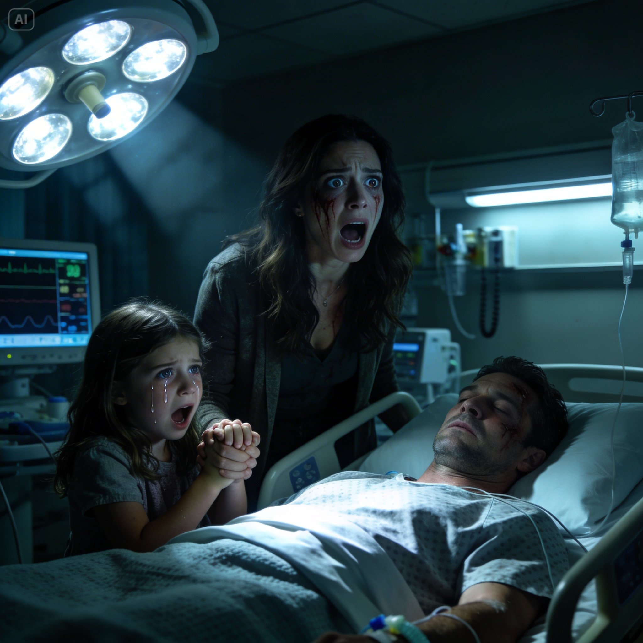 My husband was in a car accident, and I rushed to the hospital. My daughter and I stepped into his room and stared at his unconscious body. Then she grabbed my hand with trembling fingers, tears filling her eyes, and whispered, “Mom, run… now. Before Dad wakes up… it’ll be too late.”