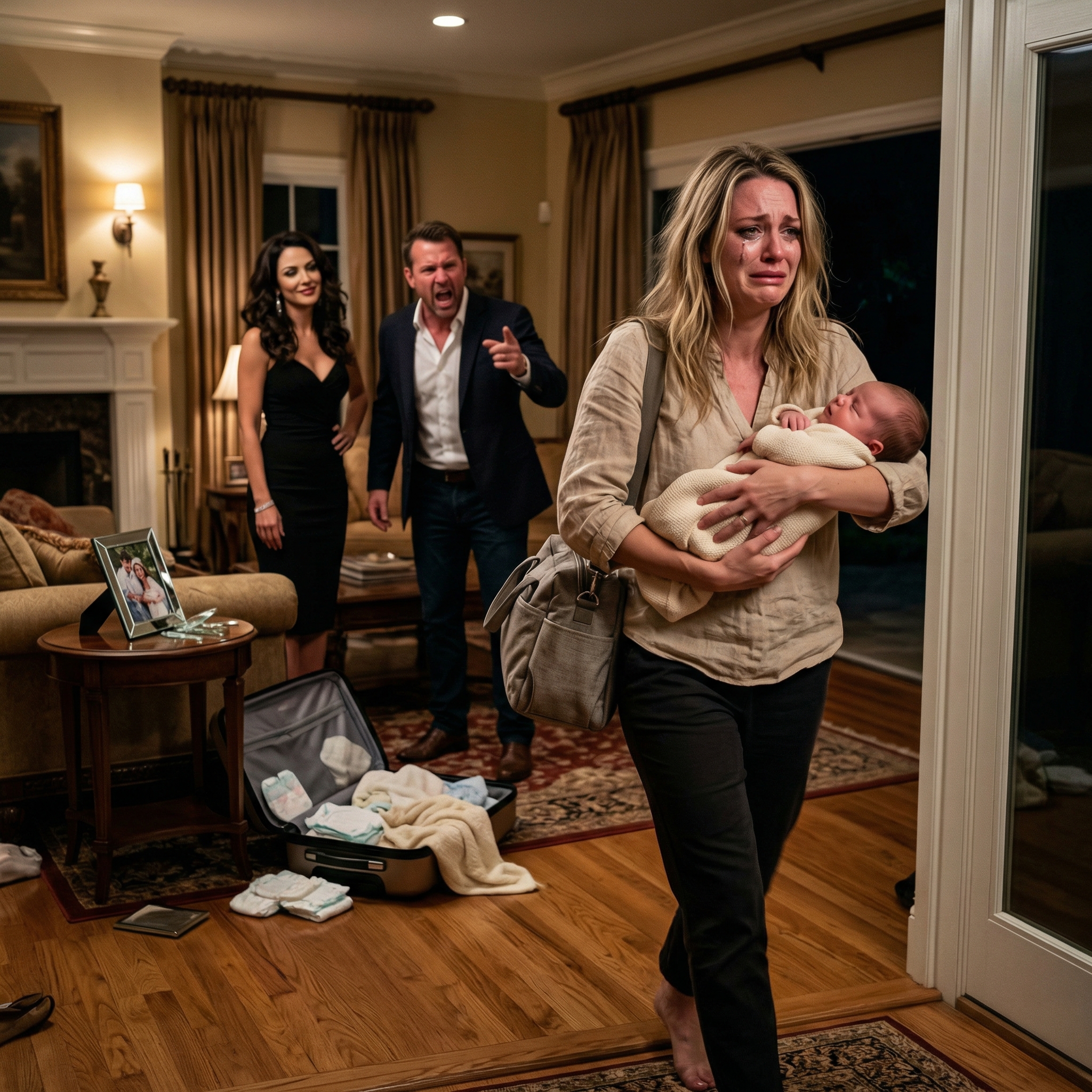 After he called his mistress his real family, she took one look at her newborn son and knew she could never stay another second. The man she had trusted had chosen another woman over the mother of his child, speaking with a cruelty so casual it hurt even more than shouting ever could. He thought she was too weak, too heartbroken, and too dependent to leave with a baby in her arms. But he was wrong. Without another word, she wrapped her newborn son in a blanket, walked past him, and stepped into the night with tears in her eyes and dignity still intact. That was the moment he stopped being her husband and became nothing more than the biggest mistake of her life.