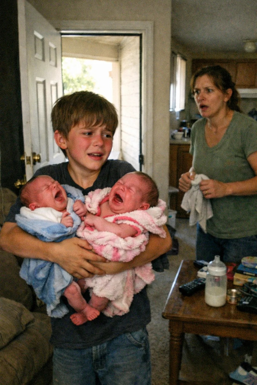My Teenage Son Walked In Carrying Two Newborn Twins — “They’re Dad’s… and He Left Them,” He Said, When I Asked Where They Came From, But the Moment He Added, “If We Don’t Take Them, They’ll Be Separated,” I Realized This Wasn’t Just His Decision Anymore