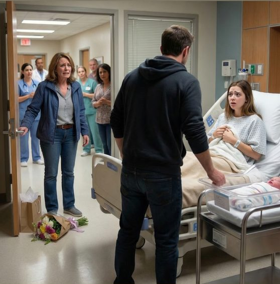 “I went to the hospital with a smile and flowers in my hands, ready to congratulate my sister on her newborn. Then I heard my husband’s voice on the other side of the door: ‘The baby is mine.’ My world went dark. I burst in, expecting panic, guilt, fear… but instead, he turned on me. ‘You should have stayed out of it,’ he growled before hitting me. And what my sister did next was even more terrifying…”