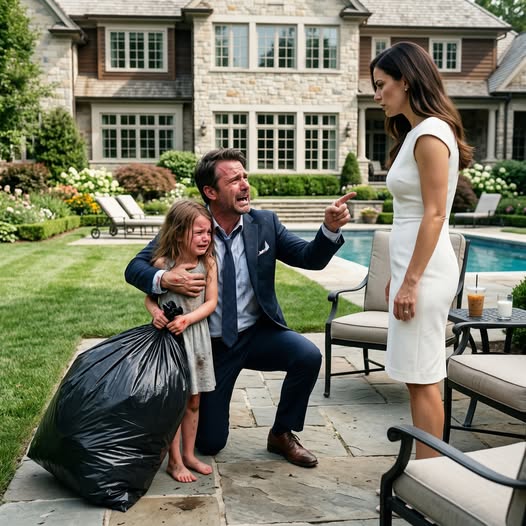I Came Home Early and Found My Daughter Dragging a Trash Bag Bigger Than Her Body for a Glass of Milk — while my wife sat nearby with her coffee and said, “She has to earn what she gets,” but when I opened my study door, the file on my desk proved this cruelty was only the beginning…