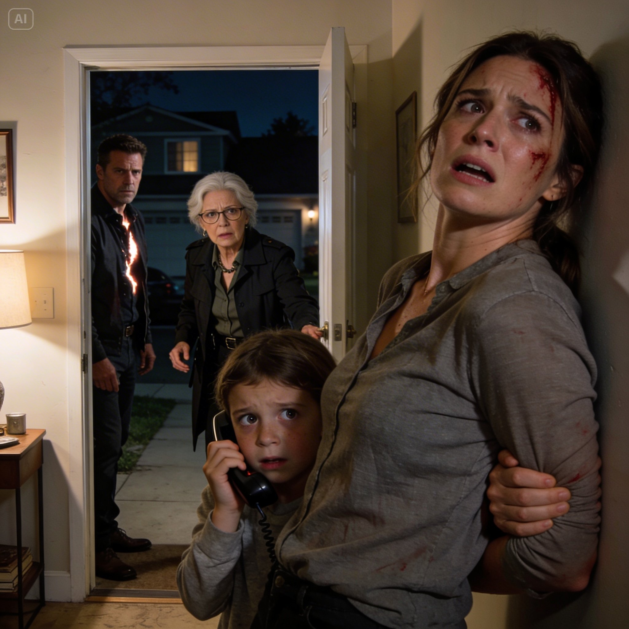 My husband twisted my arm until it popped, so I gave the signal: three taps on the wall