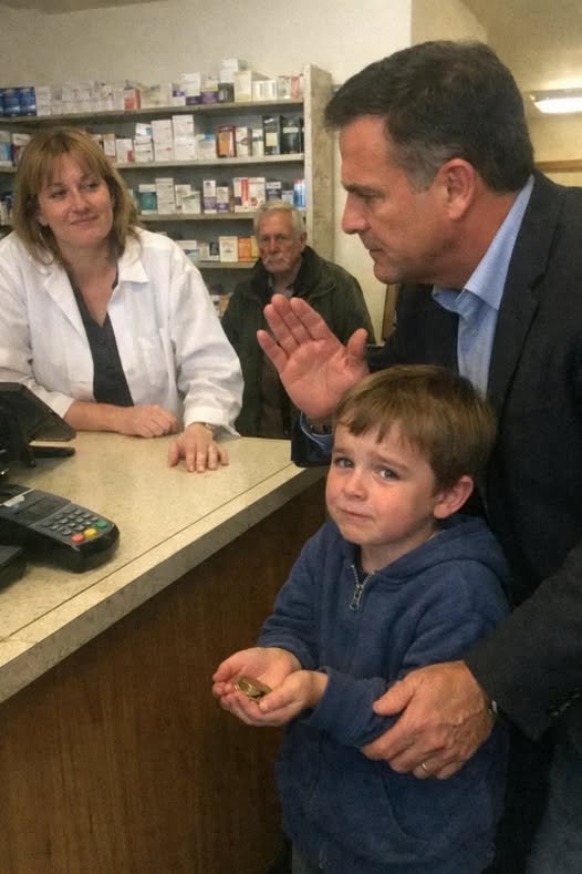 The Little Boy Walked Into a Pharmacy Alone With a Handful of Coins — “Please, My Mom Can’t Get Up,” He Whispered… The Clerk Laughed, But Seconds Later a Voice Behind Him Changed Everything and Revealed a Truth No One Saw Coming