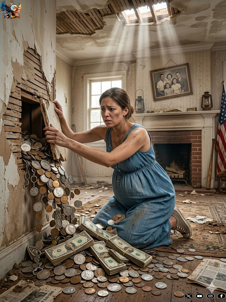 Pregnant widow bought a house for next to nothing… She found a treasure hidden in the adobe behind an old painting