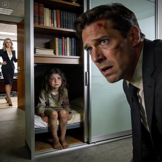 I went to my wife’s office to surprise her, but she was occupied. As I waited at her desk, I spotted a fountain pen engraved with my missing daughter’s name. Curious, I picked it up. Something clicked inside, and the wall behind the bookshelf slid open. I froze. My daughter was sitting on a bed—thin and terrified…