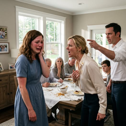 I accidentally bumped into my sister-in-law during a family dinner, and she slapped me hard in front of everyone. My brother shocked me even more by telling me to apologize or leave. I left humiliated, never knowing that when they got home later, a shocking surprise would be waiting for them.