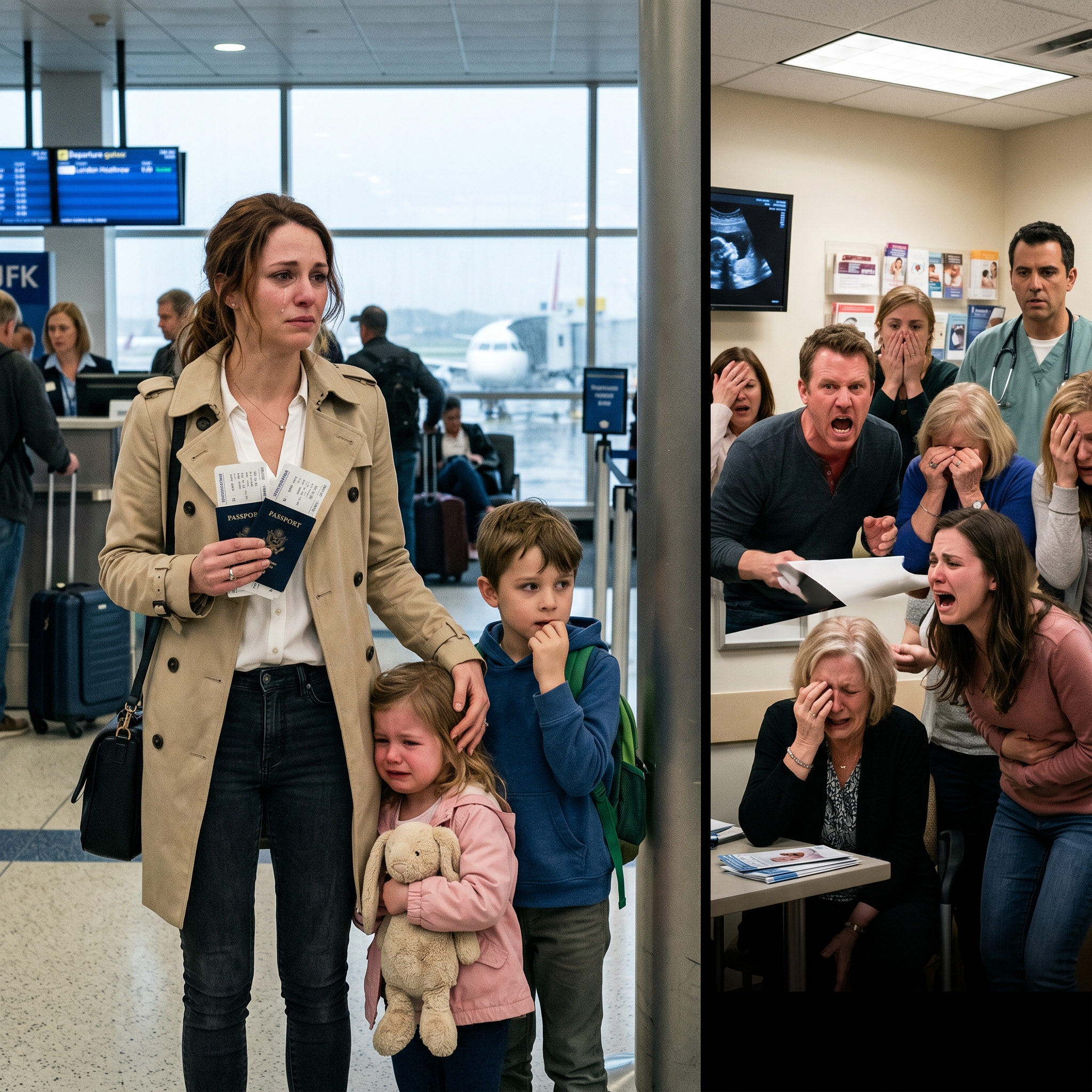 While seven people, including my husband, waited nervously at the doctor’s office for ultrasound results, they had no idea what had already happened. Lila had signed the divorce papers, and within five minutes, I was gone—flying to the UK with my son and daughter beside me.