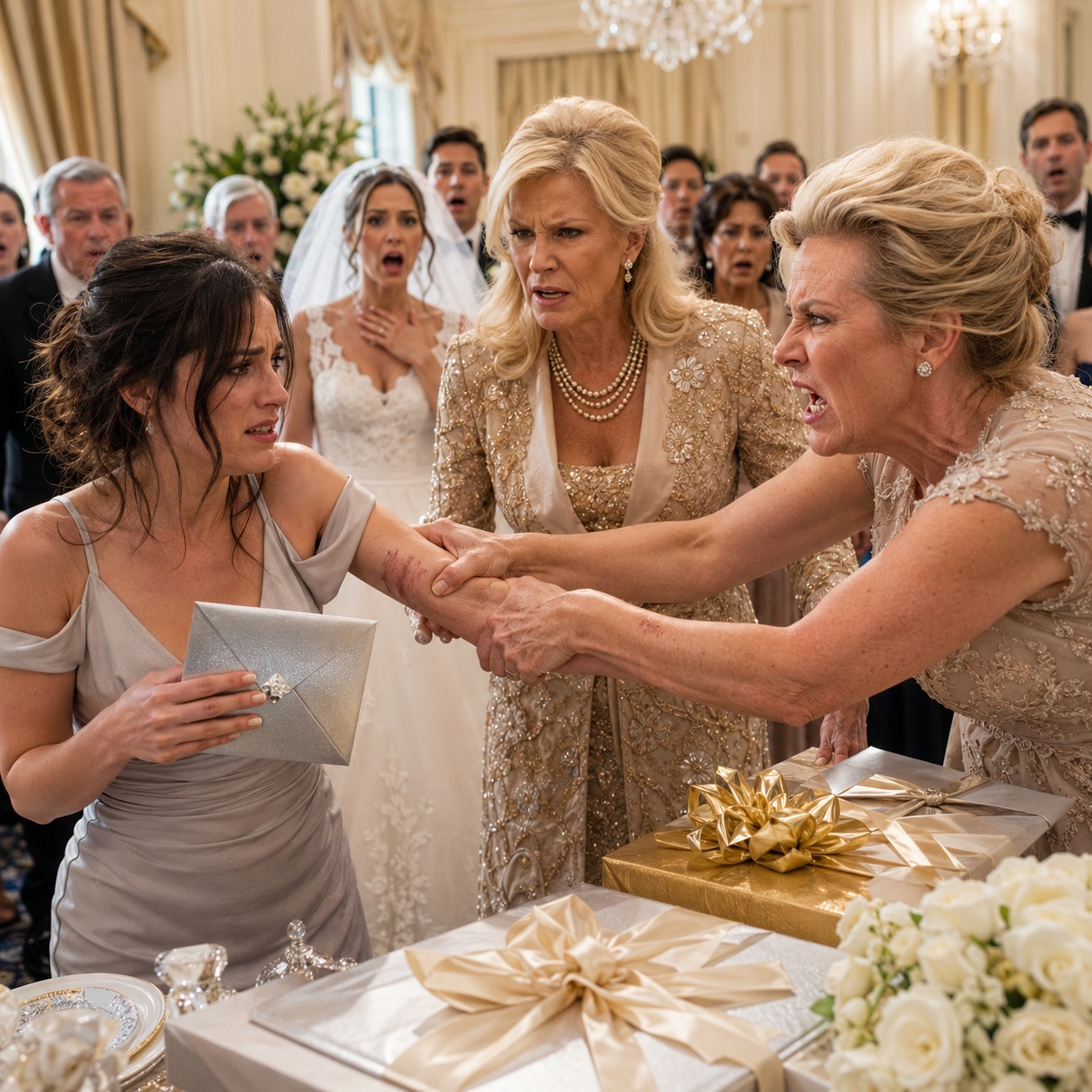 “Give Me That Envelope Right Now, You Ungrateful Little Brat!” My Mother Screamed at Me in Front of the Entire Wedding Reception What should have been a glamorous family celebration turned into public humiliation when my mother physically attacked me over a wedding gift envelope. The Gilded Seating Chart: A Mother’s Betrayal exposes decades of favoritism, emotional cruelty, and the horrifying reason there was no dinner plate waiting for me that night.