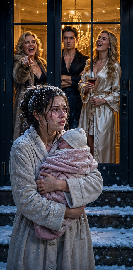 At 2 AM, my mother-in-law locked the deadbolt, leaving me and my 3-day-old baby shivering on the snowy porch while my husband’s mistress drank my wine inside. “Go freeze,” she laughed. They didn’t know the $2.3 billion inheritance from my grandfather had just cleared my account. I didn’t beg. I walked straight to a waiting black Maybach. The next morning, my husband woke up to the sound of heavy bulldozers—and the construction foreman handing him an eviction notice signed by the new owner of the entire neighborhood: me.
