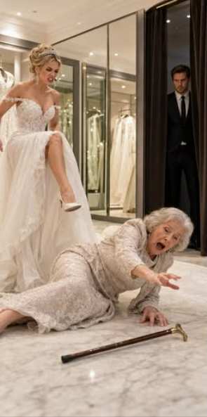 During her VIP wedding dress fitting, I caught my fiancée kicking my mother’s cane away. “Pick up my train, you clumsy old bat,” she hissed as my mother stumbled to the floor. When I stepped out of the shadows, she purred, “I was just helping her balance, babe.” She thought I was just a soft, privileged tech CEO. She forgot that I spent my youth fighting in underground rings to pay for this woman’s medical bills, and I was about to turn her fairytale wedding into a living nightmare.