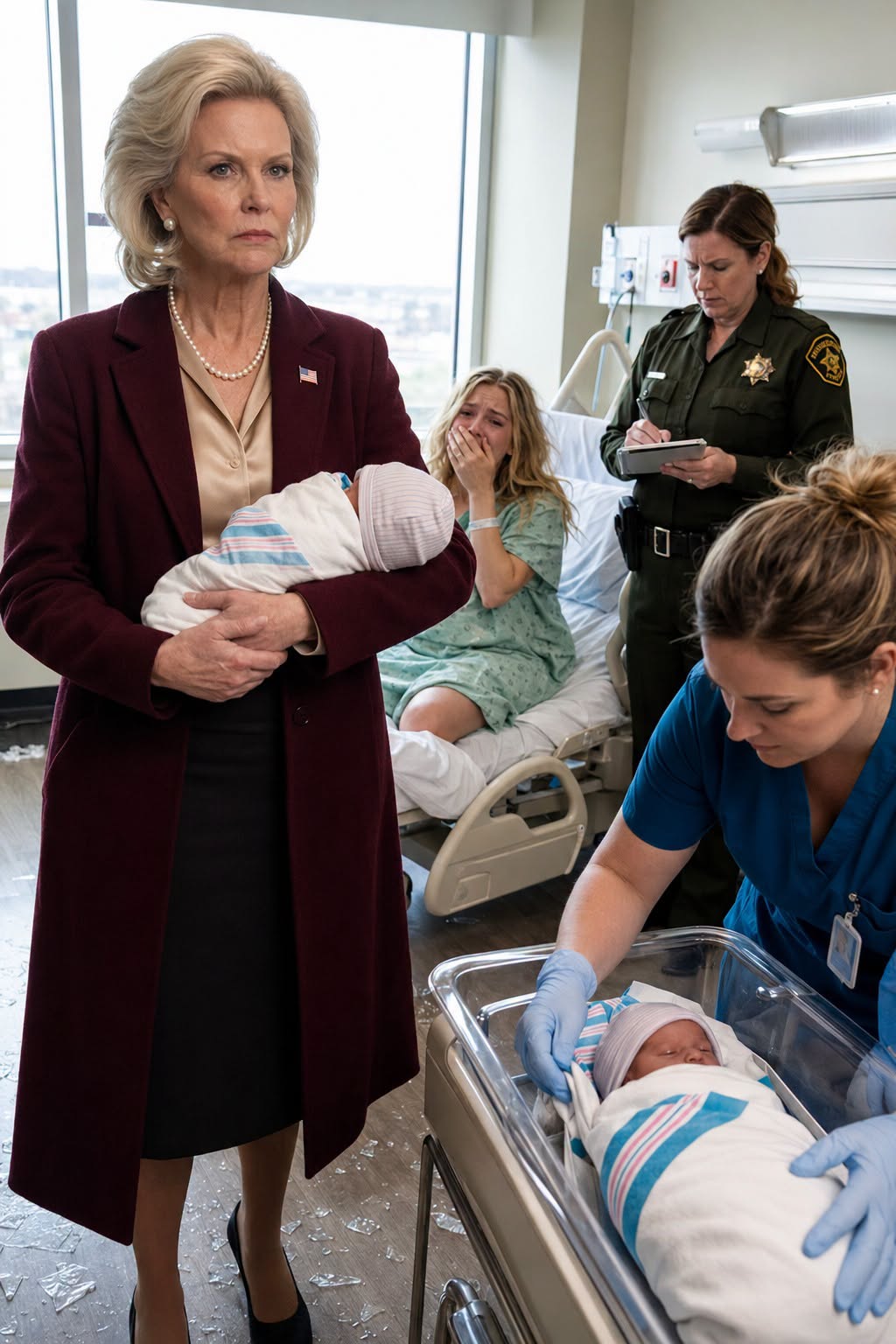 I never told my mother-in-law I was a judge. To her, I was just a jobless gold digger. Hours after my C-section, she burst into my room with adoption papers, mocking me: “You don't deserve a VIP room. Give one of the twins to my sterile daughter—you can’t handle two.” I hugged my babies and hit the panic button. When the police arrived, she screamed that I was insane. They prepared to restrain me… until the chief recognized me…