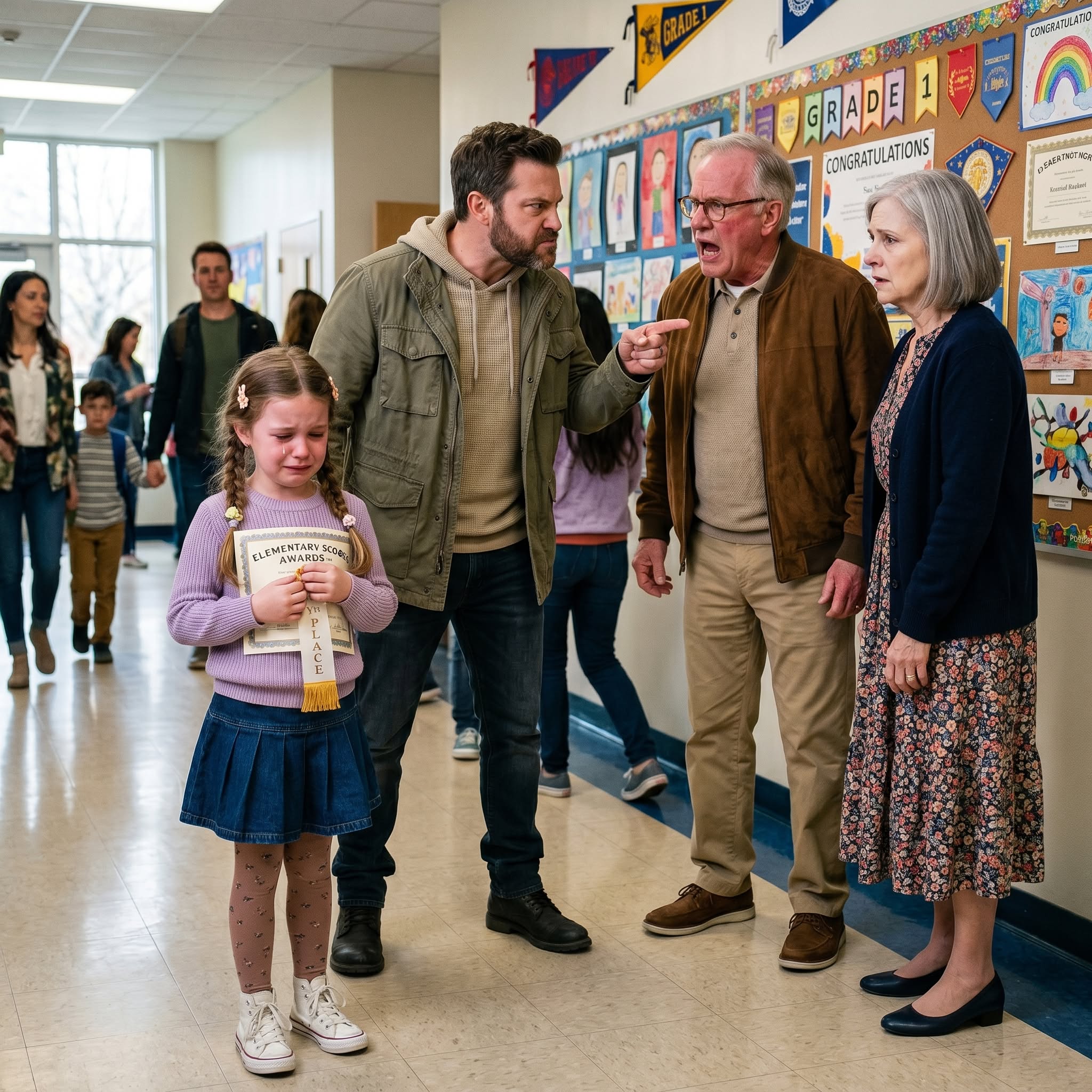 After my 6-year-old daughter won first place in an important competition, she ran to tell my parents, glowing with pride. But they crushed her with one sentence: “It’s nothing compared to what your cousin did.” When I saw her little face fall, I stood up and made an announcement that turned them white.
