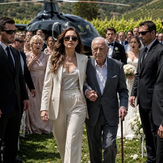 I watched my mother sneer at my grandfather after he flew six hours to see my brother’s wedding. Then she shoved him behind the trash cans and hissed, “That old beggar will embarrass us.” When I stood up for him, she slapped me in front of everyone and had me thrown out. Twenty minutes later, a private jet descended behind the vineyard—and suddenly, nobody knew where to look.