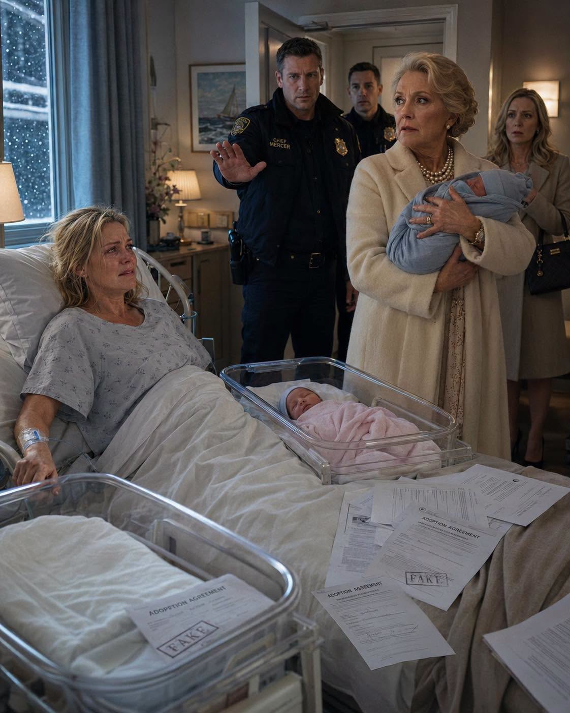 “Don’t Touch My Son.” Hours After My C-Section, My Mother-in-Law Tried to Steal One of My Twins—Until the Police Chief Said Two Words That Changed Everything