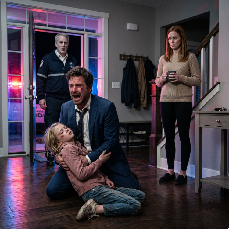 "I Came Home From a Business Trip and Found My Daughter Unconscious by the Front Door. My Wife Calmly Said She Had “Disciplined Her.” But When the Paramedic Saw Her Face, He Suddenly Went Pale and Whispered, “Sir… That Woman Is Not Who You Think She Is.”