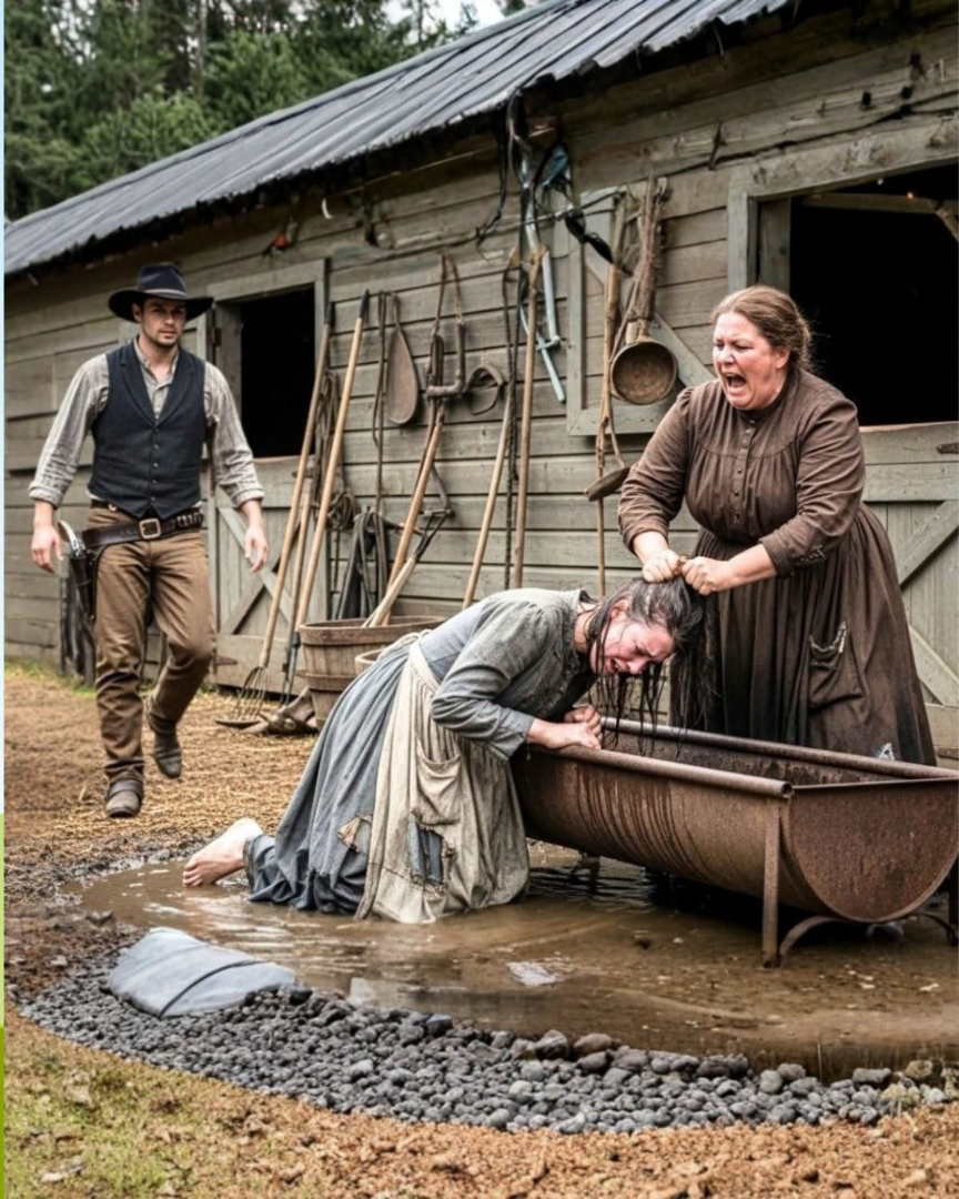SHE WAS FORCED FACE-FIRST INTO A PIG TROUGH EVERY DAY… UNTIL A PASSING COWBOY SAW THE BRUISES AND DECIDED THIS TOWN WASN’T GOING TO LOOK AWAY ANYMORE.