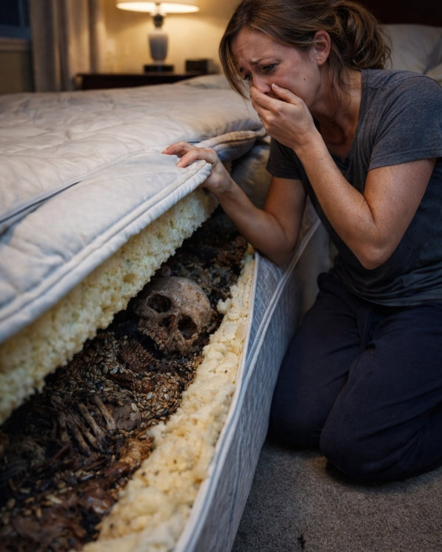 FOR 3 MONTHS, MY HUSBAND’S SIDE OF THE BED REEKED OF SOMETHING ROTTEN. HE GOT FURIOUS EVERY TIME I TRIED TO CLEAN IT. WHEN HE LEFT FOR A BUSINESS TRIP, I CUT OPEN THE MATTRESS… AND WHAT I FOUND INSIDE MADE MY LEGS GIVE OUT.