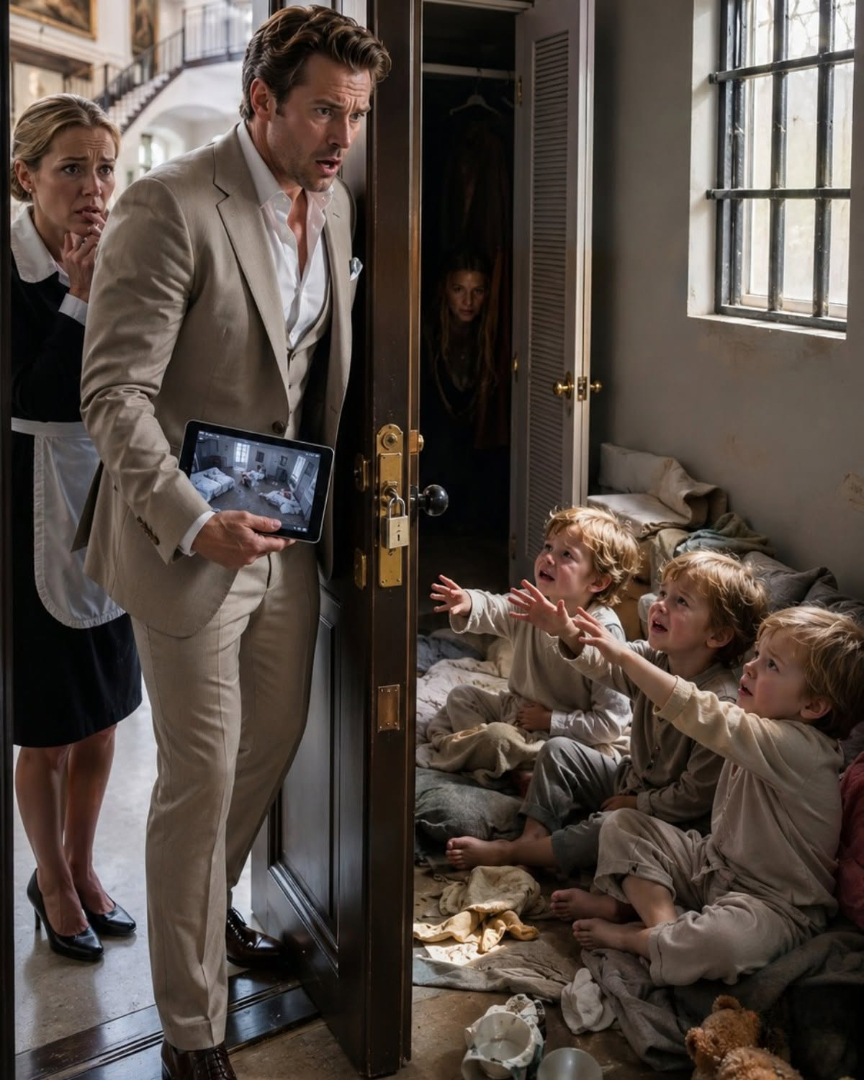 I canceled my private flight after checking a hidden camera and seeing my triplets locked in a dark room