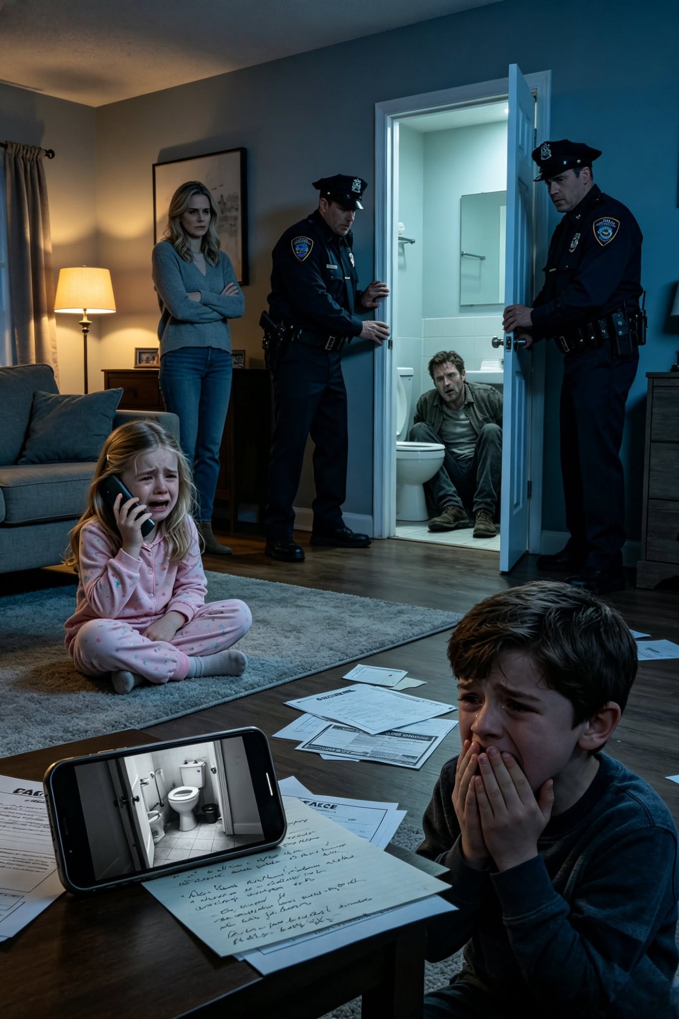My 4-Year-Old Niece Called 911 Whispering “Mommy Locked Daddy In The Bathroom For 3 Days”—But When Police Opened The Door, His Hidden Camera Destroyed Her Brother Too...