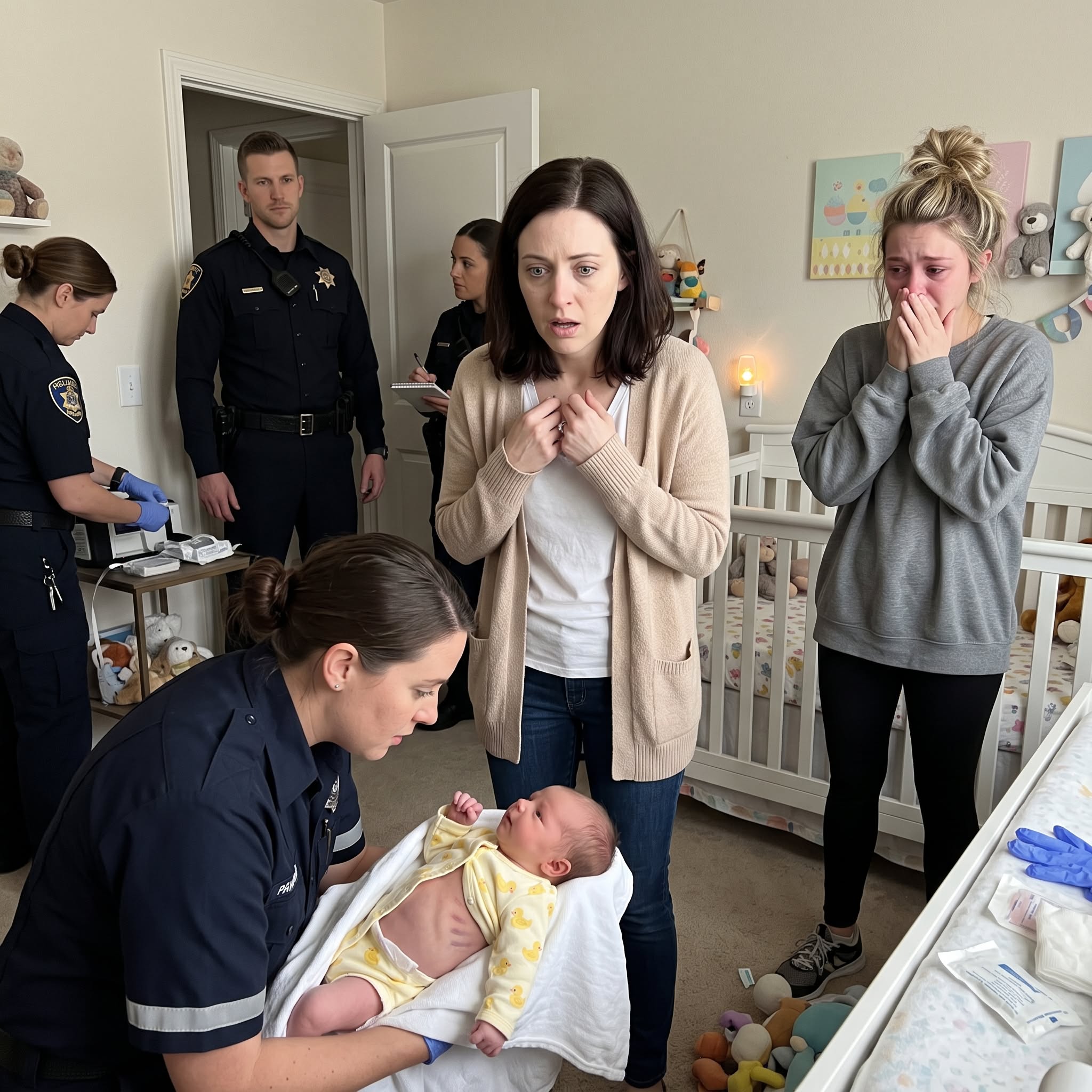 While babysitting my newborn niece, I noticed dark bruises along her tiny ribs. I froze, unable to say a word. My husband immediately carried our daughter out of the room and called 911. But when the baby’s mother finally arrived… she didn’t look shocked at all...The 911 dispatcher was still asking questions when my newborn niece went silent in my arms.