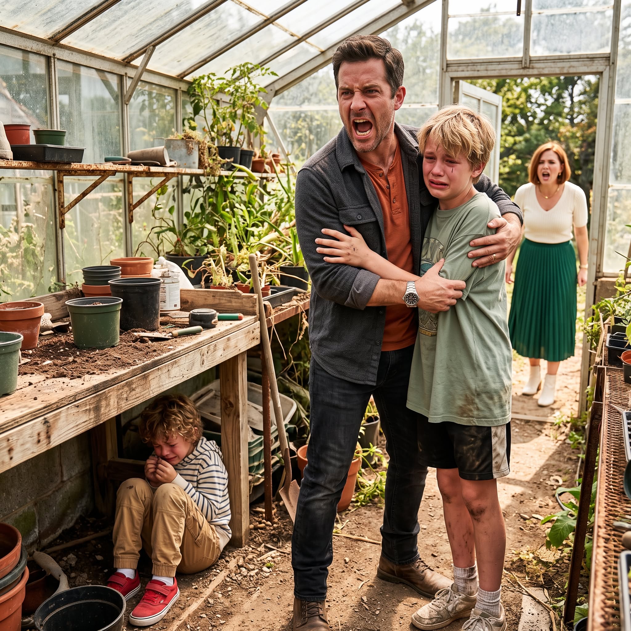 My truck broke down, so I came home 6 weeks early and found my son Tyler missing. My wife claimed he was at an “enrichment program.” One hour later, I found him trapped inside a 95°F greenhouse, underweight and begging me not to leave. Then he told me about another little boy.