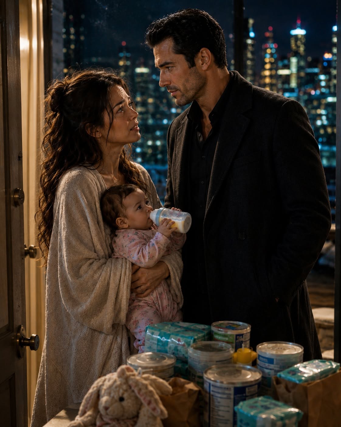 At 11:58 p.m., my checking account showed exactly **$3.18**, my baby's formula container was empty, and my seven-month-old daughter was crying herself hoarse from hunger. Twenty-six minutes later, a complete stranger appeared outside my apartment carrying enough baby supplies to last a month—and before the sun came up, I would discover he was the billionaire CEO whose company had rejected me not once, but twice.
