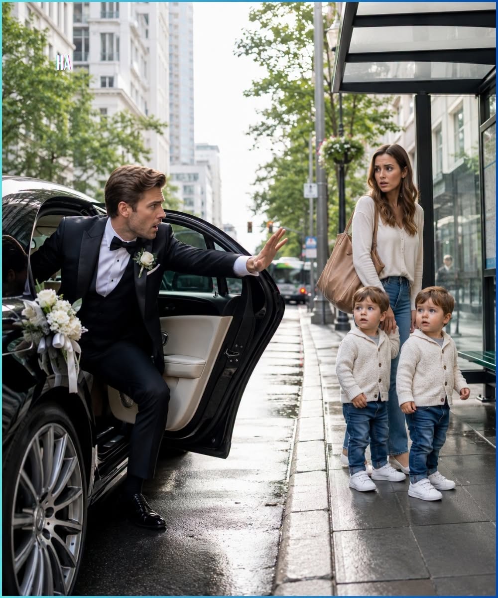 On His Wedding Day, a Millionaire Saw His Ex at a Bus Stop Holding Twins With His Eyes and Ordered the Driver to Stop