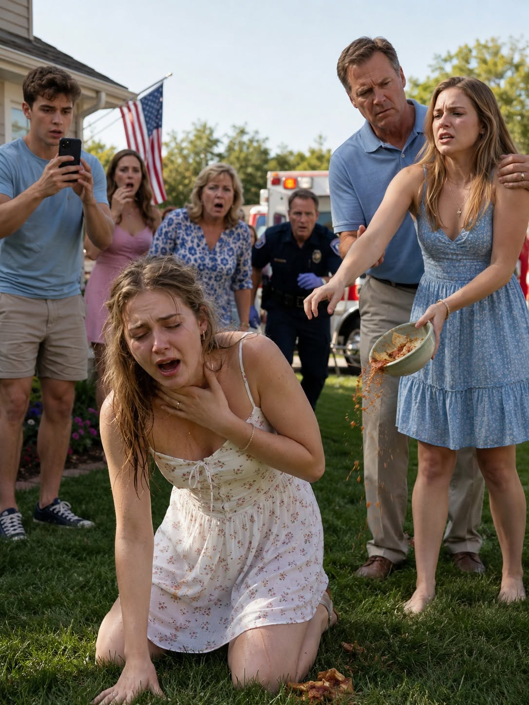 “Let’s prove this allergy is fake,” my sister announced before smashing crab soup against my cracked lip while our family watched. My throat closed, my knees hit the grass, and my father protected her as paramedics fought to keep me alive. She called it a joke—until my best friend raised his phone. Every horrifying second had already been recorded.....