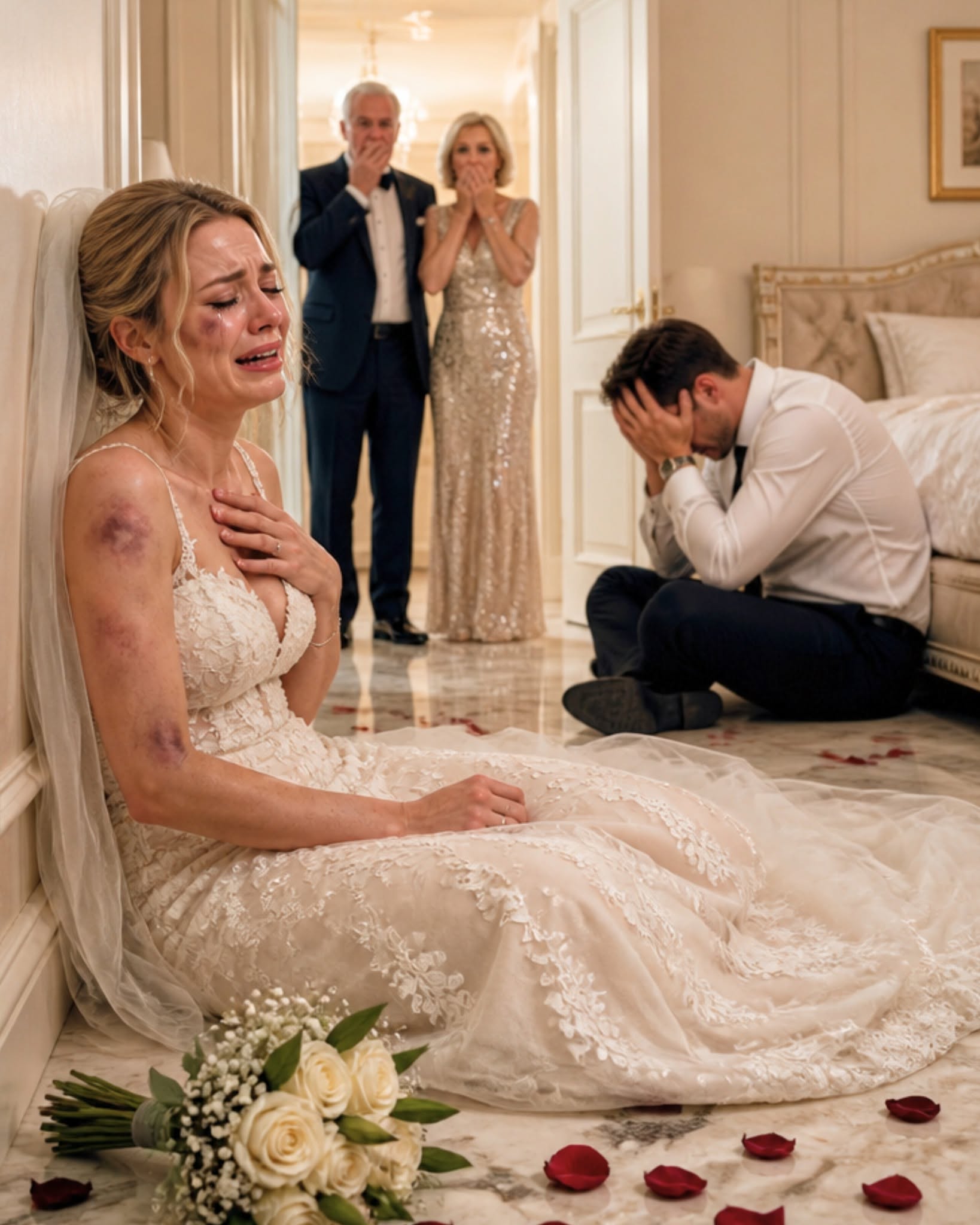 On Their Wedding Night, the Bride's Terrified Scream Echoed Through the House. When Her Mother-in-Law Forced Open the Bedroom Door, She Found the Newlywed Curled Up on the Floor, Shaking in Fear, While Her Son Sat Nearby and Whispered One Chilling Sentence: “She Had to Pay.”