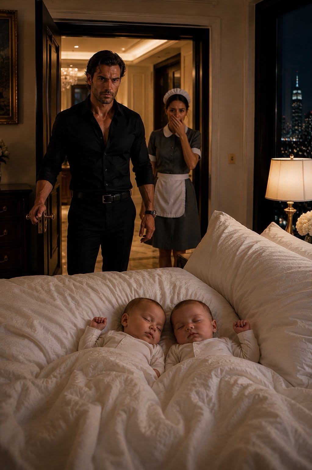 I walked into my presidential hotel suite expecting to grab a forgotten business report. Instead, I found two tiny twins asleep in my bed—and their exhausted mother, one of my own employees, standing in the doorway praying I wouldn't destroy the only shelter she had left. In that moment, every business rule I'd ever lived by collided with a memory I had spent years trying to forget.