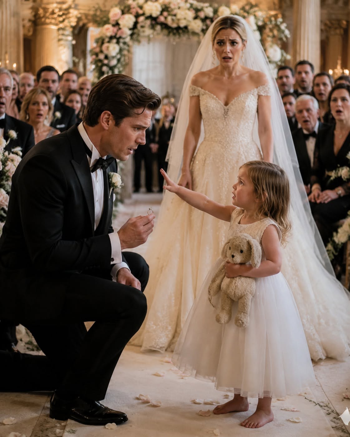 I was seconds away from marrying the woman everyone thought was perfect. The ring was in my hand, the guests were silent, and my future seemed already written. Then a barefoot little girl ran down the aisle and begged me not to say “I do.” I thought she was confused—until she said one name my bride never expected to hear.