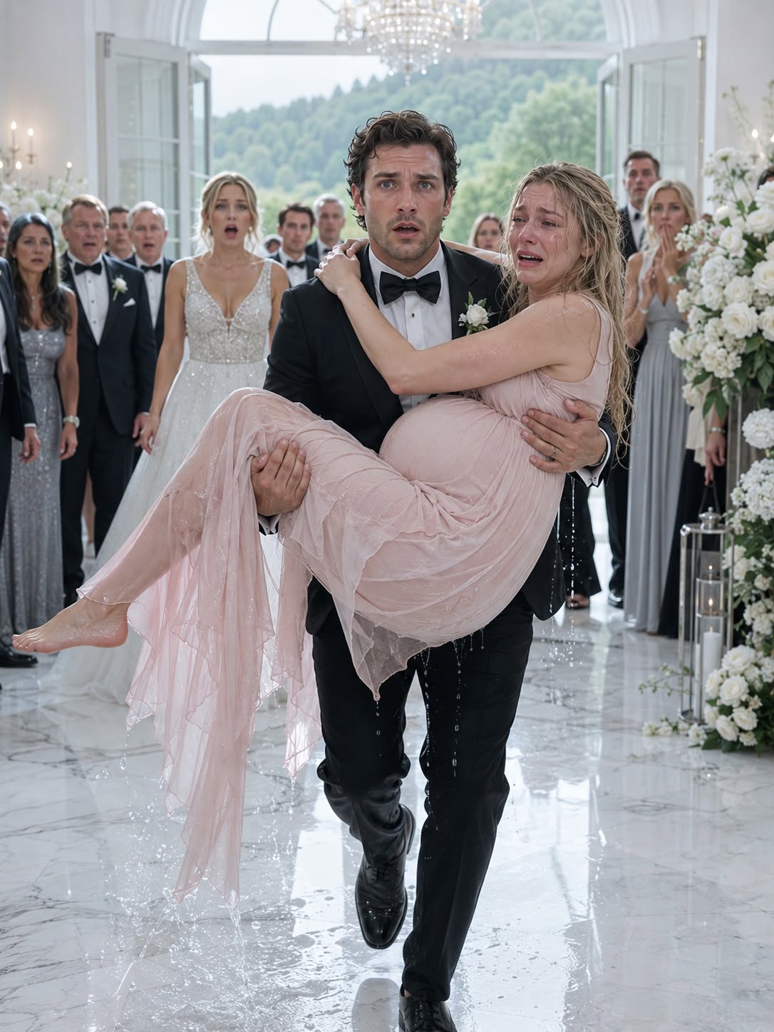 My Water Broke In The Middle Of My Sister-In-Law’s Lavish Vineyard Wedding, Soaking The Marble Floor Beneath My Feet. “Please, Call An Ambulance,” I Gasped, But My Mother-In-Law Dragged Me Into A Bathroom And Locked The Door. “This Baby Is Not Going To Steal Her Spotlight,” She Hissed. As Contractions Tore Through Me, I Reached For The Emergency Phone Hidden In My Purse, Because The Person I Called Would Not Only Save My Child, But Also Dest:r0y Her Perfect Family.