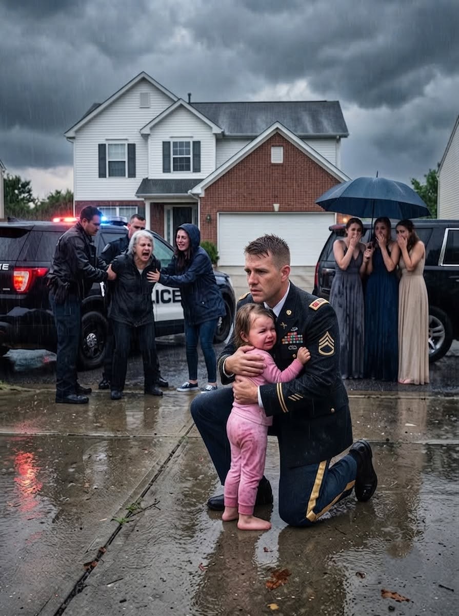 At 30,000 feet, my doorbell camera sent an alert. When I opened the live feed, my blood went cold. My mother-in-law was dragging my terrified daughter across the driveway while my wife stood there filming and laughing. Her sisters circled around, pouring liquid on my sobbing child like it was some sick game. I rerouted my private jet immediately, contacted my old military unit, and **3 hours and 41 minutes later**, their doorstep became absolute chaos.
