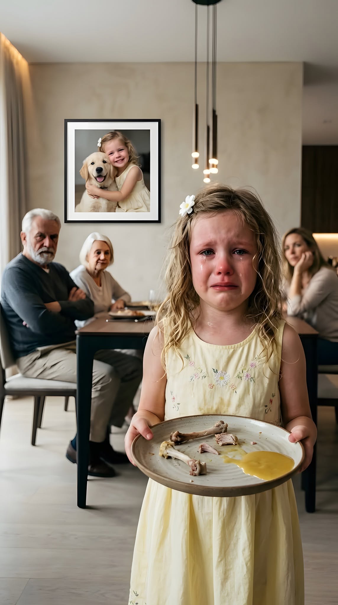 After my in-laws turned my 11-year-old daughter's puppy into her dinner, my mother-in-law forced her to the table. "That dog is gone! Stop crying and eat your dinner!" she sneered. When my little girl showed me the note taped to her bedroom door, the color completely drained from my face. Refusing to cry or argue, I quietly snapped 1 photograph and sent it to 1 person. By the next morning, an unexpected visitor stepped onto their porch, wiping away every smug smile... but that was only the beginning.