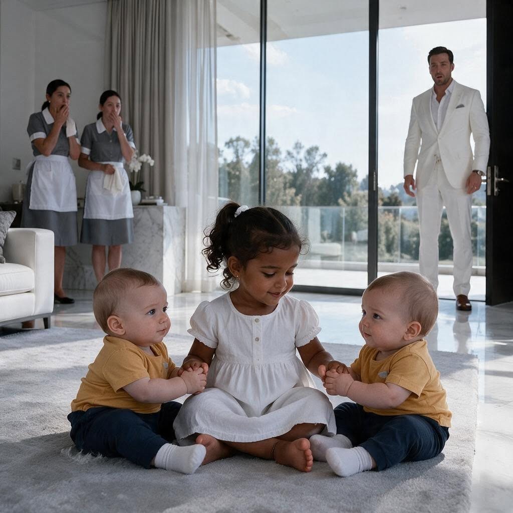 No One Could Calm The Billionaire’s Twins—Until The Maid’s Toddler Sat Beside Them And Did What Money Never Could
