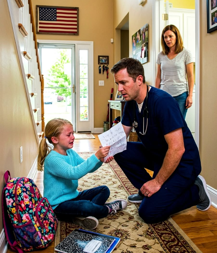 My new wife’s seven-year-old daughter always cried whenever we were alone. “What’s wrong?” I would ask her, but she only shook her head. My wife laughed. “She just doesn’t like you.” One day, while my wife was away on a business trip, the little girl pulled something out of her backpack. “Dad… look at this.” The instant I saw it, I felt...