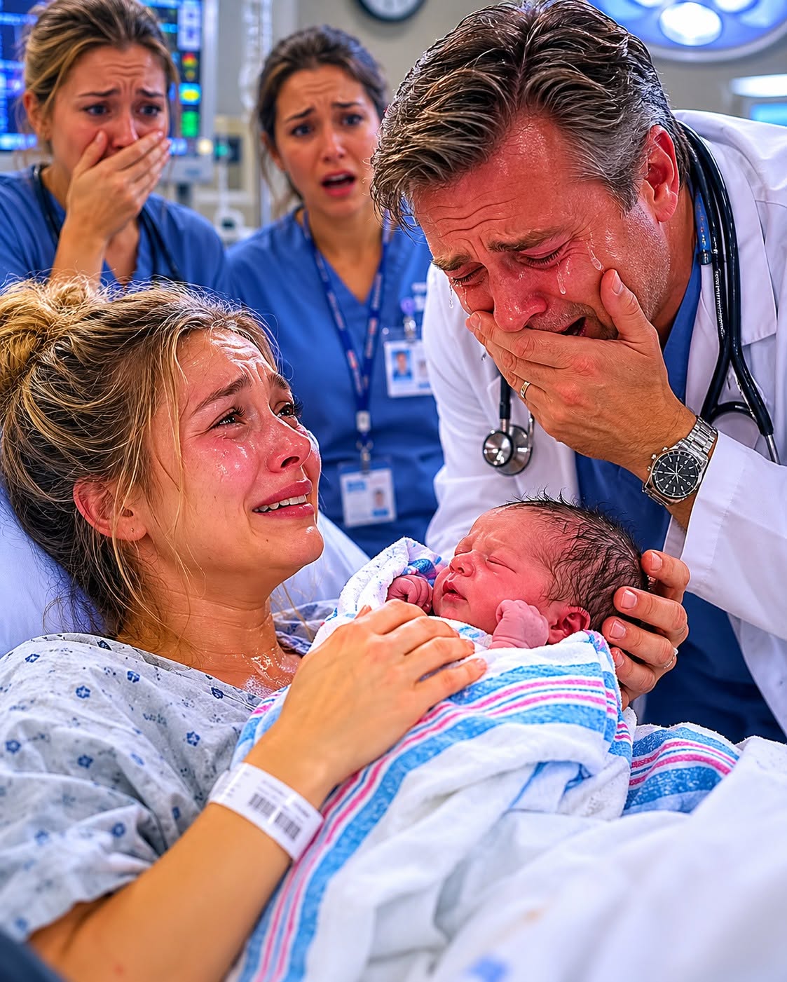 I gave birth completely alone—until the doctor saw my newborn son’s face and started crying like he had just seen someone who was supposed to be dead.
