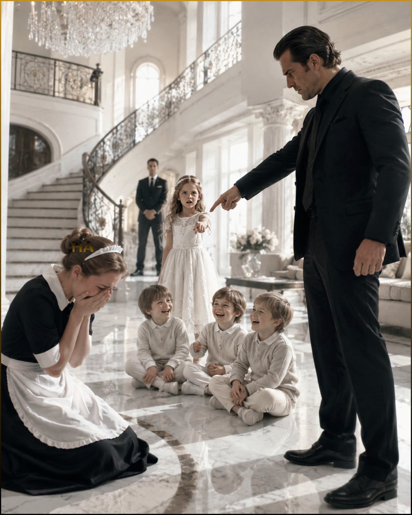 The billionaire Mafia boss unexpectedly returned home and demanded the maid be fired because she made his three quiet triplets laugh – But his eldest daughter uttered three words that shattered his empire, leaving him breathless....