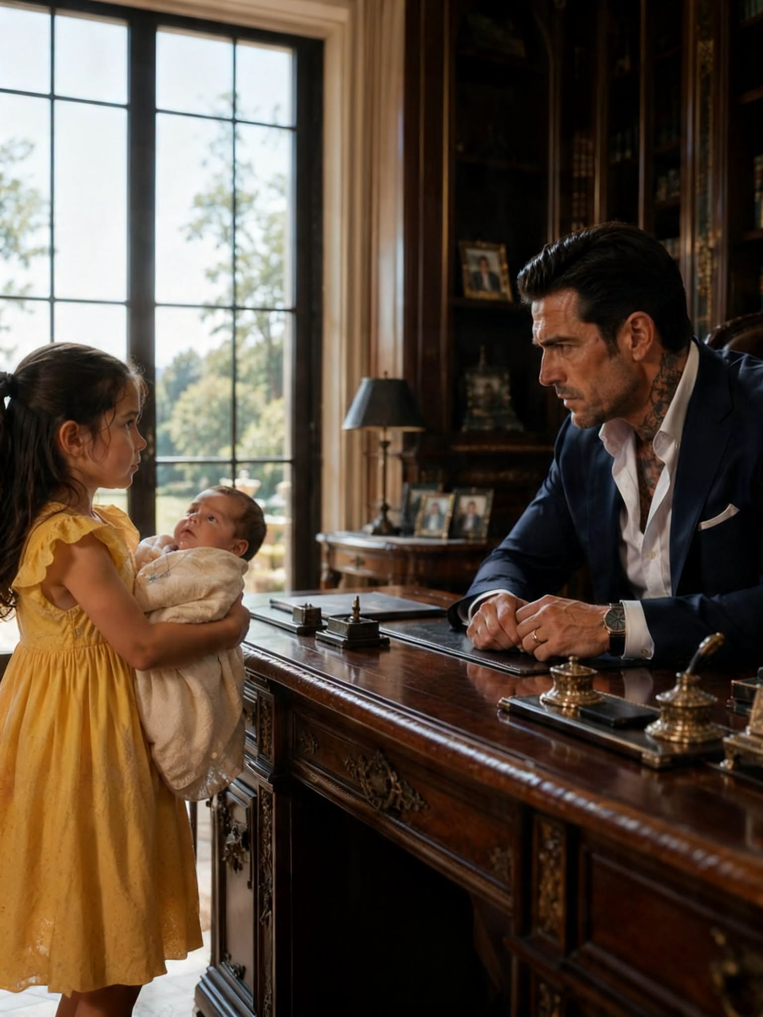“PLEASE SAVE MY LITTLE SISTER,” THE MAID’S CHILD BEGGED THE MAFIA BOSS—THEN HE SAW THE NECKLACE AROUND THE BABY’S THROAT