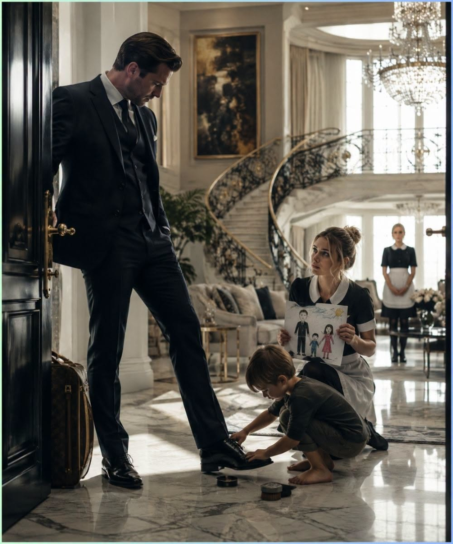 The Ruthless Billionaire Mafia Boss Came Home Early and Found the Maid’s Toddler Polishing His Shoes, but Her Crayon Drawing Exposed the Man Who Had Sold Him for Fifteen Years