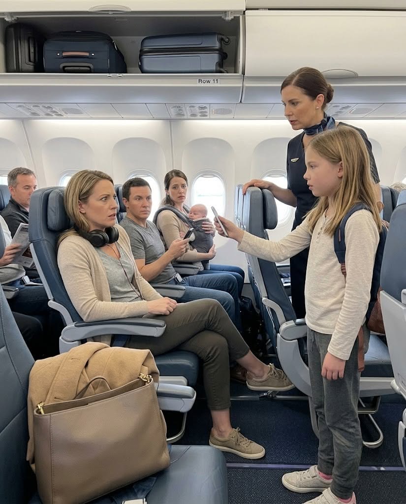 A stranger refused to leave the airplane seat I had paid extra to reserve. But minutes after takeoff, my ten-year-old daughter revealed something that made the entire cabin fall silent.