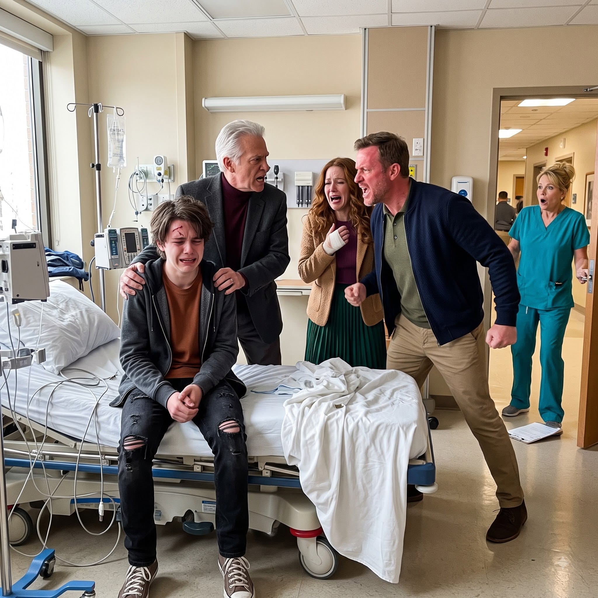 At 14, my stepmom blamed me for something I didn’t do, and my dad believed every word. He left me alone at the hospital and said, “Don’t ever come back. We’re done.” Two hours later, the hospital called him. Then a nurse saw who was sitting beside my bed—and her hands started trembling. “You... it can’t be you...”