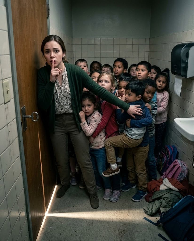 A first-grade teacher forced fifteen children into a bathroom barely large enough for one, blocked the door with a cabinet, and made a terrifying promise to herself.