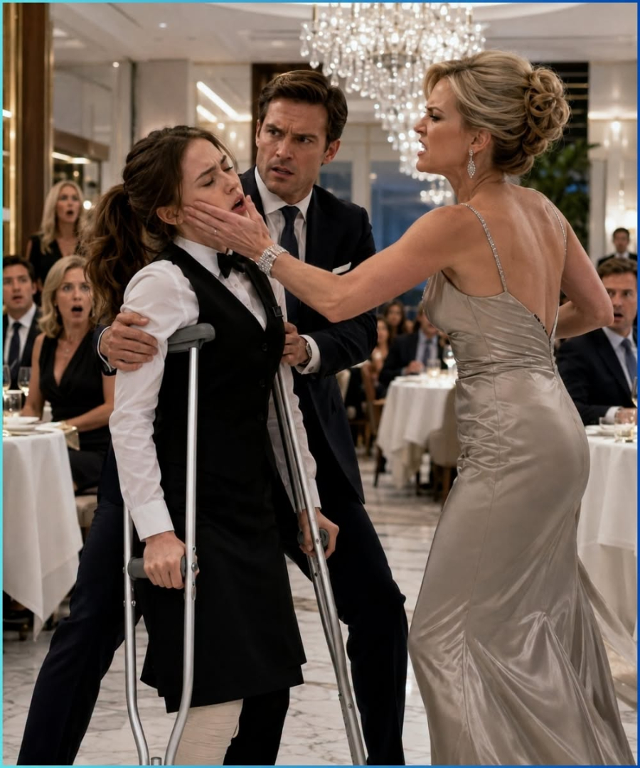 She Slapped a Waitress on Crutches in Front of Everyone, and Her Billionaire Husband Did Something No One in the Room Expected