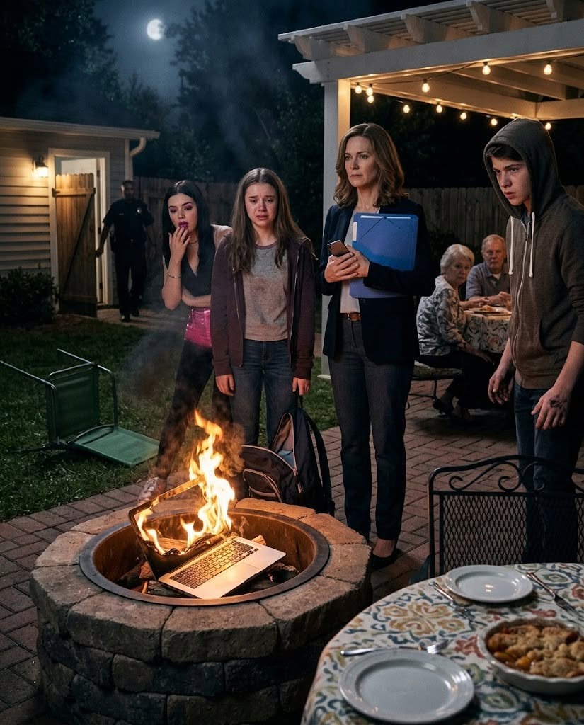 My sister watched her son throw my sixteen-year-old daughter’s laptop into our parents’ fire pit and laughed.