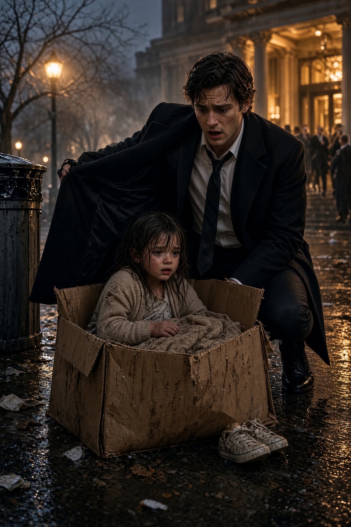 A HOMELESS GIRL SLEEPS IN A BOX AND ASKS A BILLIONAIRE TO PROTECT HER FRIEND—HIS RESPONSE STUNS ALL