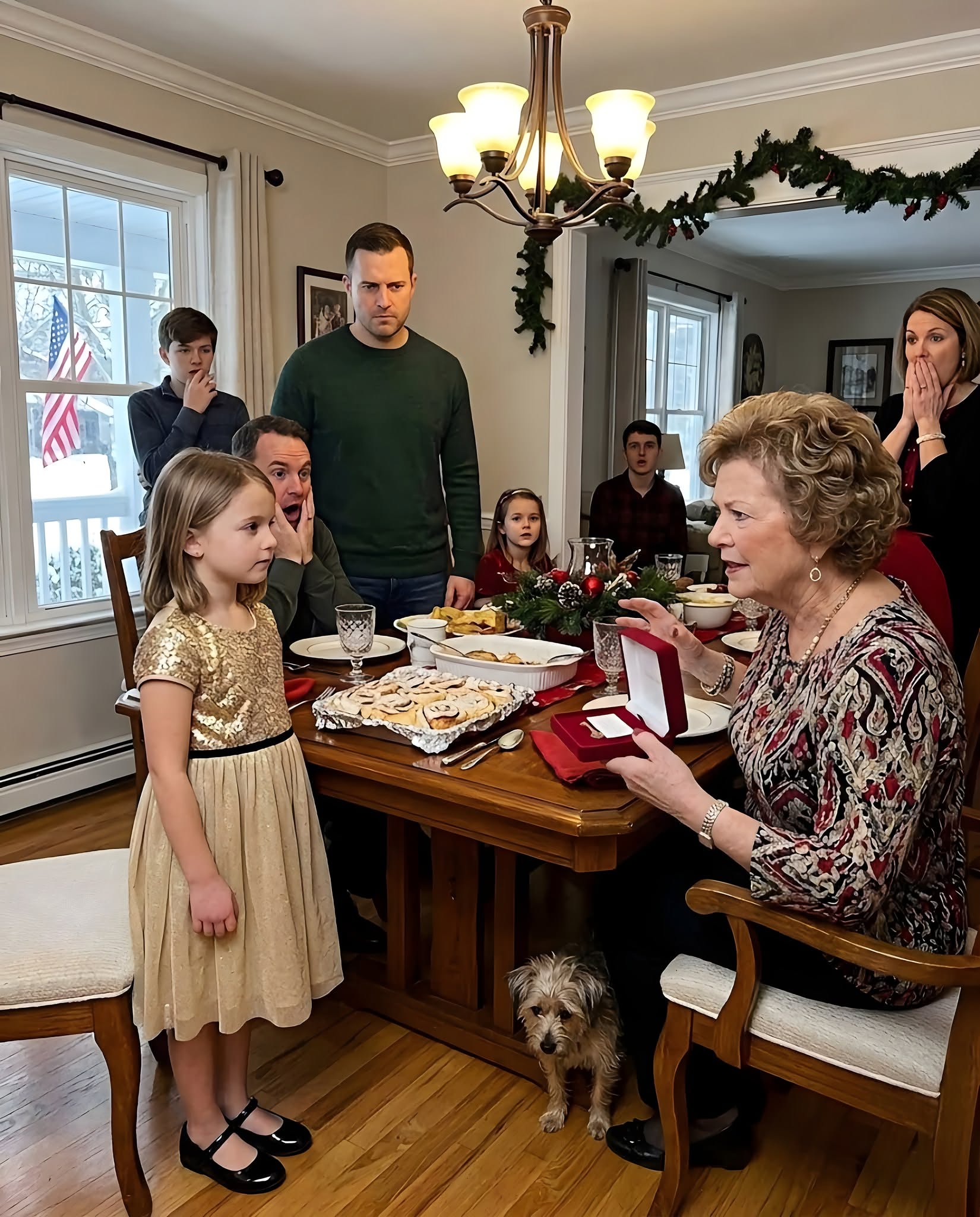9I never warned my mother-in-law that my daughter, whom she treated like a “stray dog,” had the power to exile her from our lives. On Christmas morning, she gave the other grandkids cash and iPads, but handed my daughter a cheap candle tagged “To Travis’s Girl.” The room went silent. My seven-year-old rose in her gold dress, calm and regal. “Grandma,” she said, “Dad told me to give this to you if you ever ignored me again.” She handed over a small red box. “Open it,” he said. She opened it and screamed.