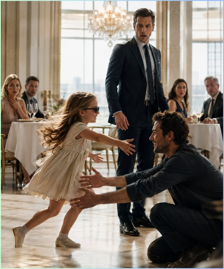 The Billionaire Froze When Her Blind Daughter Ran to a Broke Single Dad, but the Man at the Empty Table Had Spent Twelve Years Hiding What He Could Do